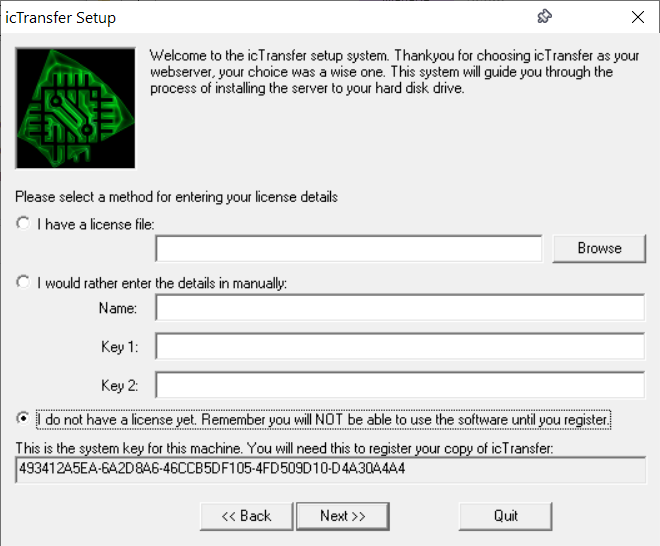 icTransfer final installation step.